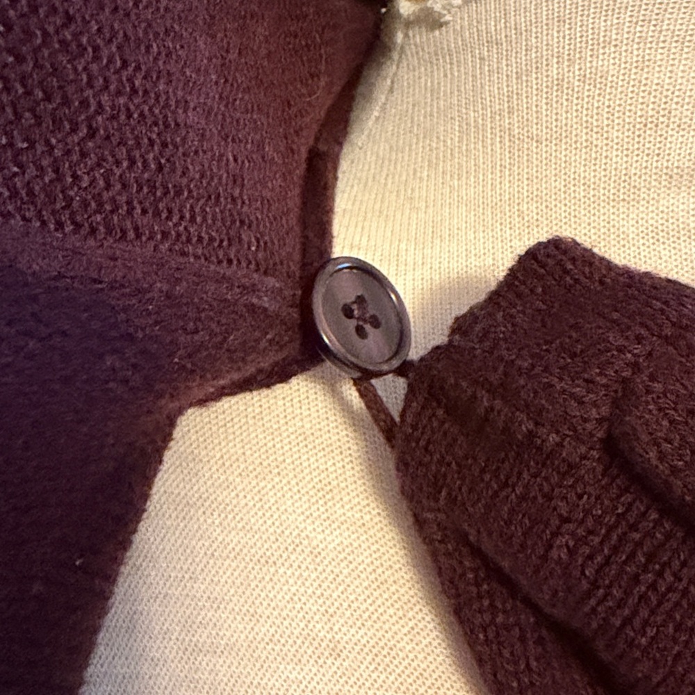 CAbi Port Fringe Wrap Cardigan Sweater Burgundy Gray - Size S - Picture 3 of 10